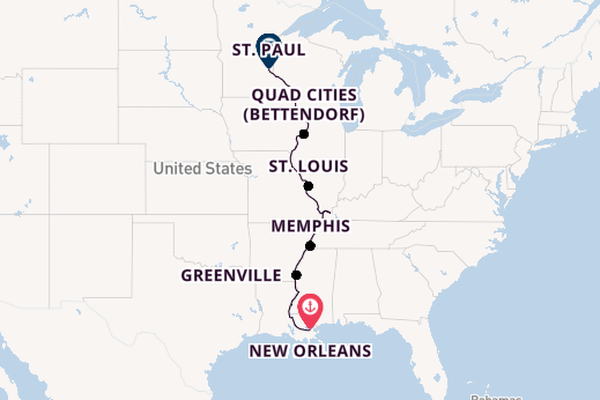 North America from New Orleans, Louisiana, USA with the Viking Mississippi