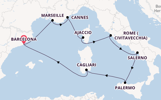 Western Mediterranean from Barcelona, Spain with the Resilient Lady