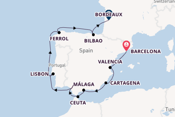 14 day voyage from Barcelona to Bordeaux