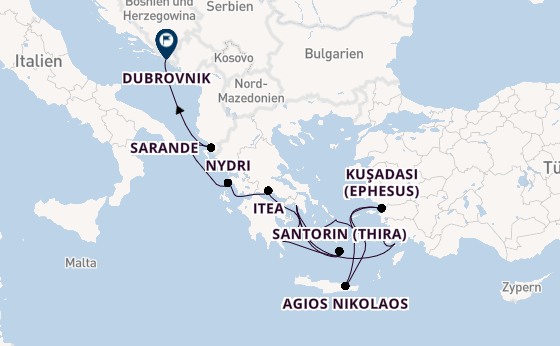 Östliches Mittelmeer ab Piräus (Athen), Griechenland auf der Seabourn Quest
