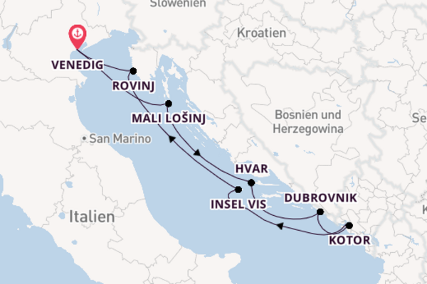 Östliches Mittelmeer ab Venedig, Italien auf der Royal Clipper