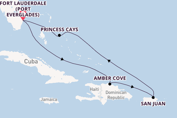 Caribbean from Fort Lauderdale (Port Everglades), Florida, USA with the Sun Princess