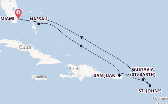Caribbean from Miami, Florida, USA with the Seven Seas Mariner