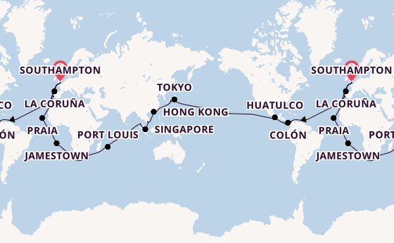 World Cruise from Southampton, England with the Borealis