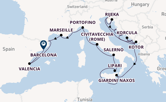 Middellandse Zee vanaf Dubrovnik, Kroatië met de Seabourn Ovation