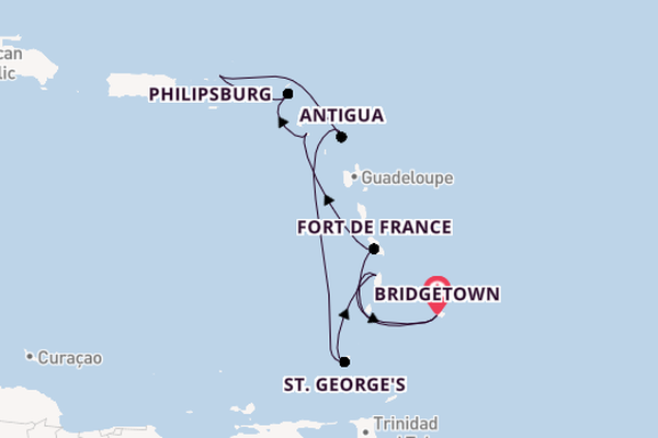 Southern Caribbean from Bridgetown, Barbados with the Arvia