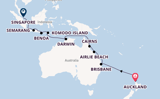 South East Asia from Auckland, New Zealand with the Seven Seas Mariner