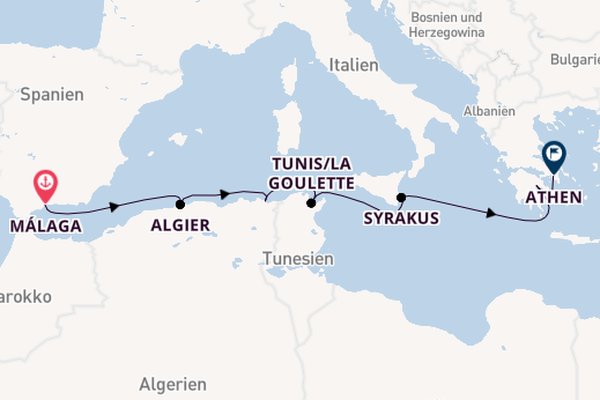 Mittelmeer ab Málaga, Spanien auf der Le Lapérouse