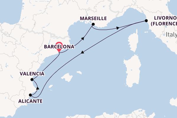 Westelijke Middellandse Zee vanaf Barcelona, Spanje met de Seven Seas Voyager