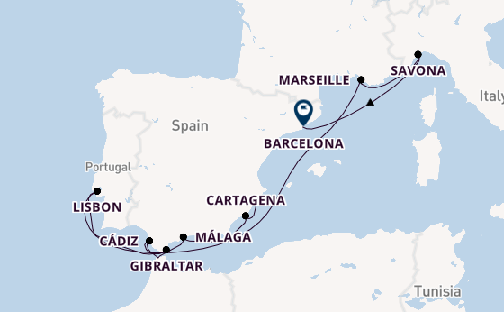 Western Mediterranean from Alicante, Spain with the Costa Diadema