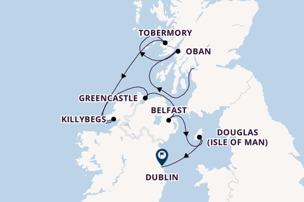 Britse Eilanden vanaf Greenock (Glasgow), Schotland met de Le Laperouse