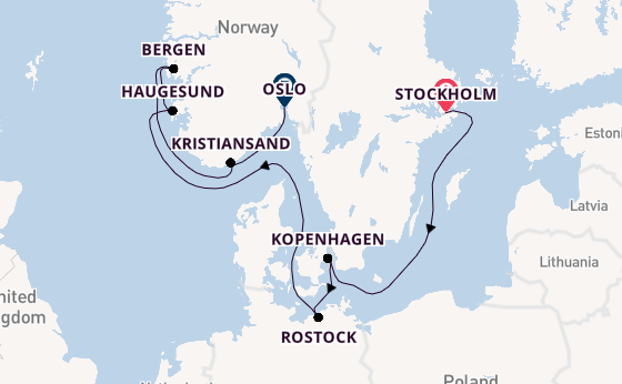 Noorwegen vanaf Stockholm, Zweden met de MSC Magnifica