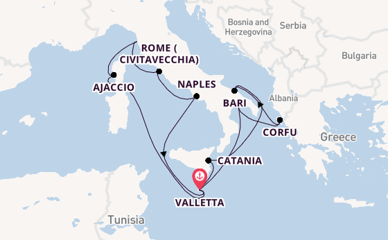 Western Mediterranean from Valletta, Malta with the Azura