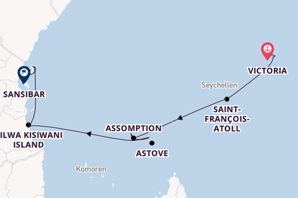 Afrika ab Victoria, Seychellen auf der Le Bougainville