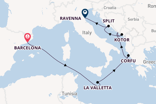 Middellandse Zee vanaf Barcelona, Spanje met de Norwegian Pearl