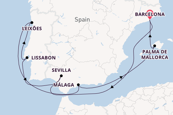 Westelijke Middellandse Zee vanaf Barcelona, Spanje met de Celebrity Eclipse