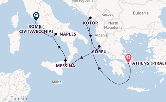 Mediterranean Sea from Athens (Piraeus), Greece with the Nieuw Amsterdam