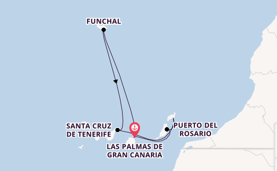 Canary Islands from Las Palmas de Gran Canaria, Canary Islands, Spain with the Costa Smeralda