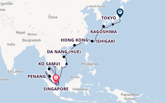 South East Asia from Singapore, Singapore with the Diamond Princess