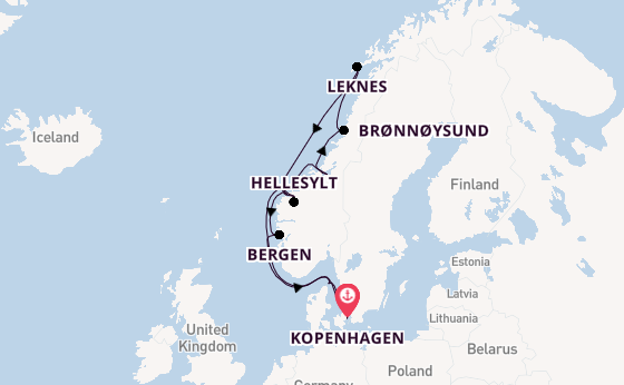 Noorwegen vanaf Kopenhagen, Denemarken met de EXPLORA IV