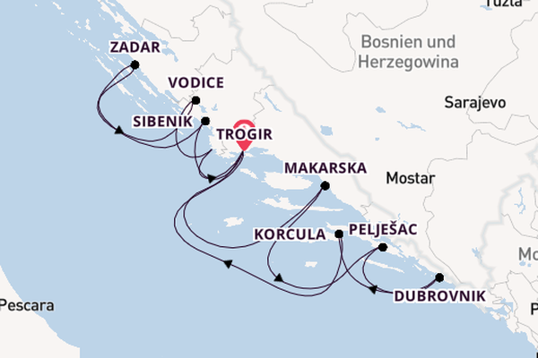 Kroatien ab Trogir, Kroatien auf der PRINCESS