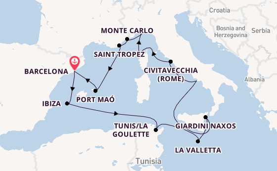 Westelijke Middellandse Zee vanaf Barcelona, Spanje met de EXPLORA II