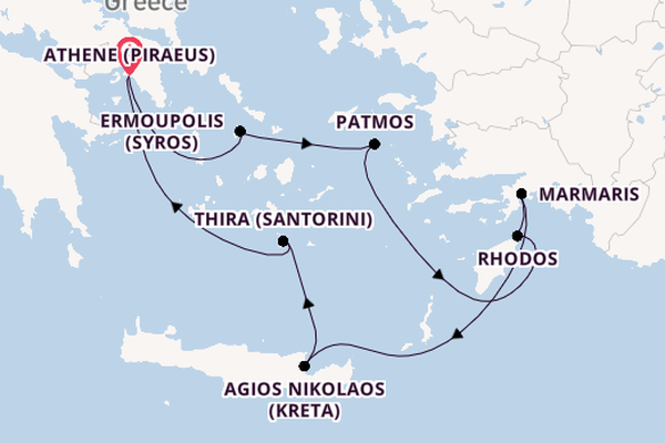 Oostelijke Middellandse Zee vanaf Athene (Piraeus), Griekenland met de Azamara Onward