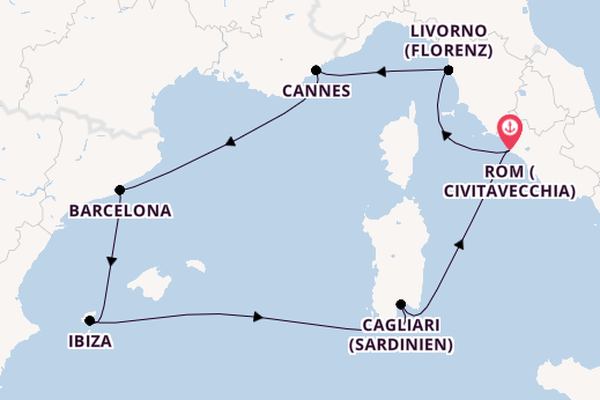 Westliches Mittelmeer ab Civitavecchia (Rom), Italien auf der MSC Fantasia