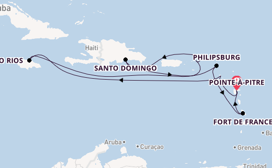 Caribbean vanaf Pointe-à-Pitre, Guadeloupe met de Costa Favolosa