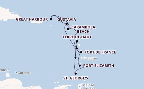 Südliche Karibik ab Bridgetown, Barbados auf der Seabourn Ovation