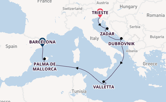 Mediterranean Sea from Trieste, Italy with the Queen Victoria