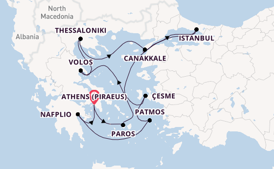 Eastern Mediterranean from Athens (Piraeus), Greece with the Azamara Onward