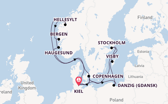 Norway from Kiel, Germany with the Costa Diadema