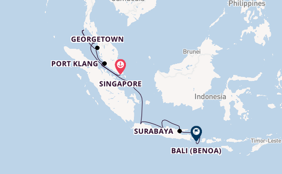 Zuidoost-Azië vanaf Singapore, Singapore met de Seven Seas Navigator