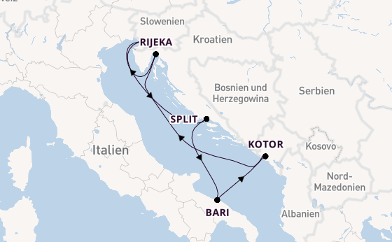 Mittelmeer ab Triest, Italien auf der Mein Schiff 4