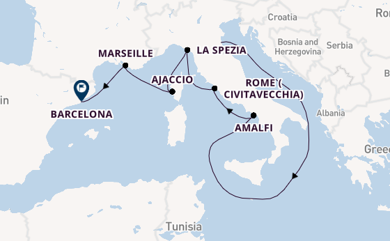Western Mediterranean from Ravenna, Italy with the Brilliance of the Seas