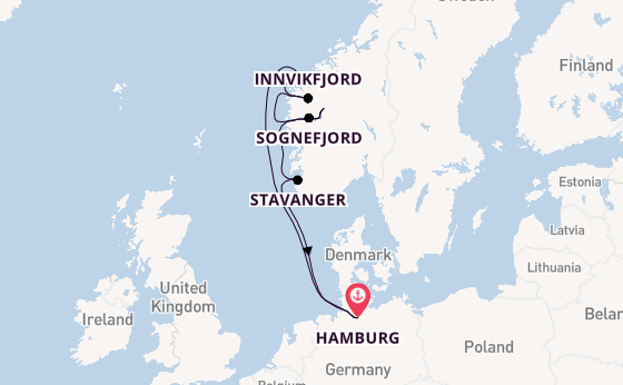 Norway from Hamburg, Germany with the Queen Mary 2