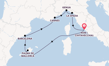 Westliches Mittelmeer ab Civitavecchia (Rom), Italien auf der MSC Grandiosa