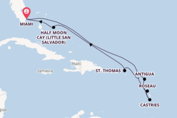 Caribbean from Miami, Florida, USA with the Zuiderdam