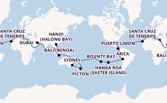 Round-the-World Trip from Barcelona, Spain with the MSC Magnifica