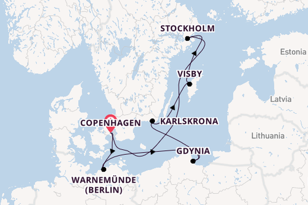 Baltic Sea from Copenhagen, Denmark with the MSC Poesia