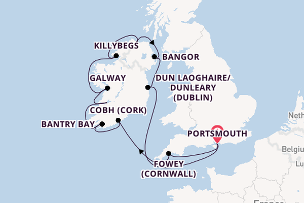 British Isles from Portsmouth, England, United Kingdom with the Azamara Quest