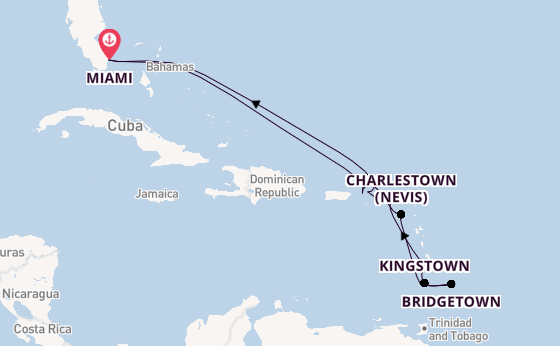 Caribbean from Miami, Florida, USA with the Queen Elizabeth
