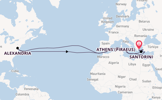Transatlantic from Athens (Piraeus), Greece with the Scarlet Lady
