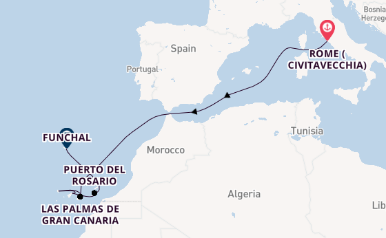 Sunset Islands Cruise: Rome, Canaries & Madeira