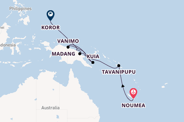Zuidelijke Stille Oceaan vanaf Noumea, Nieuw-Caledonië met de HANSEATIC spirit