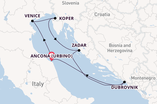 Mediterranean from Ancona (Urbino), Italy with the MSC Lirica