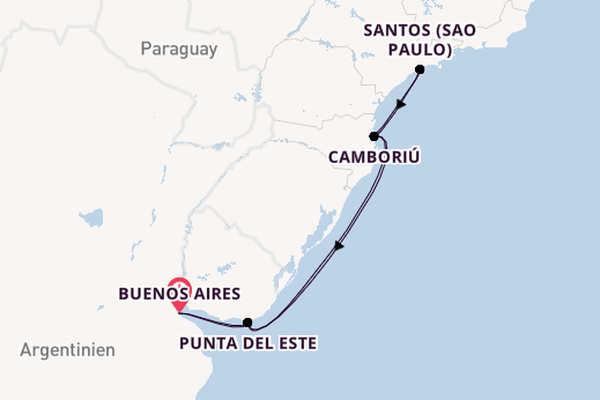 Südamerika ab Buenos Aires, Argentinien auf der MSC Preziosa