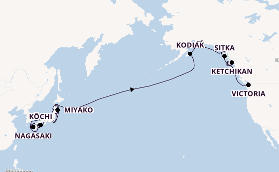 Transpazifik ab Kobe, Japan auf der Azamara Pursuit
