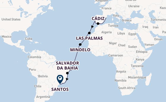 trans-Atlantisch vanaf Barcelona, Spanje met de Costa Diadema